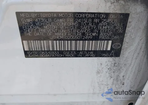 2016 Lexus Is 300 from USA, damaged, VIN JTHCM1D20G5012499